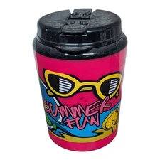 Betras USA Vintage 52 oz Giant Beach Drink Mug Summer Fun Neon Pink Retro