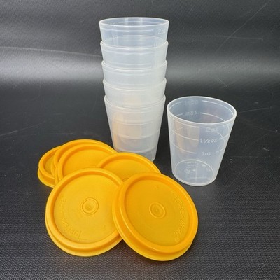 NEW Set of 6 Tupperware Tupper Mini Measuring Midget 2 oz Clear w Orange Seal