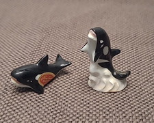2 Miniature Sea World Orca Killer Whale Souvenir Figure Shiken China