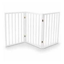 NEW! White Dog Safety Folding Wooden Pet Gate Portable Indoor Barrier
