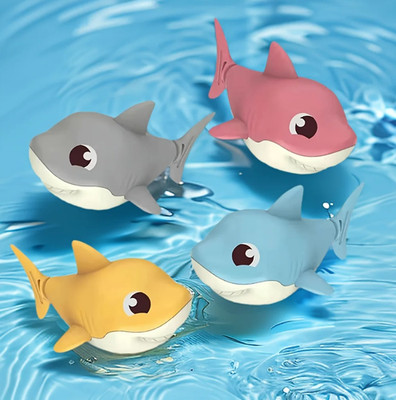 2pcs Wind-Up Cartoon Shark Water Toys   Fun Summer Bath & Beach Play Set - NEW