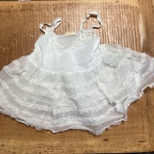 Vintage White Nylon Tiered Ruffle Lace Slip Dress Toddler Size 3 Flower Girl