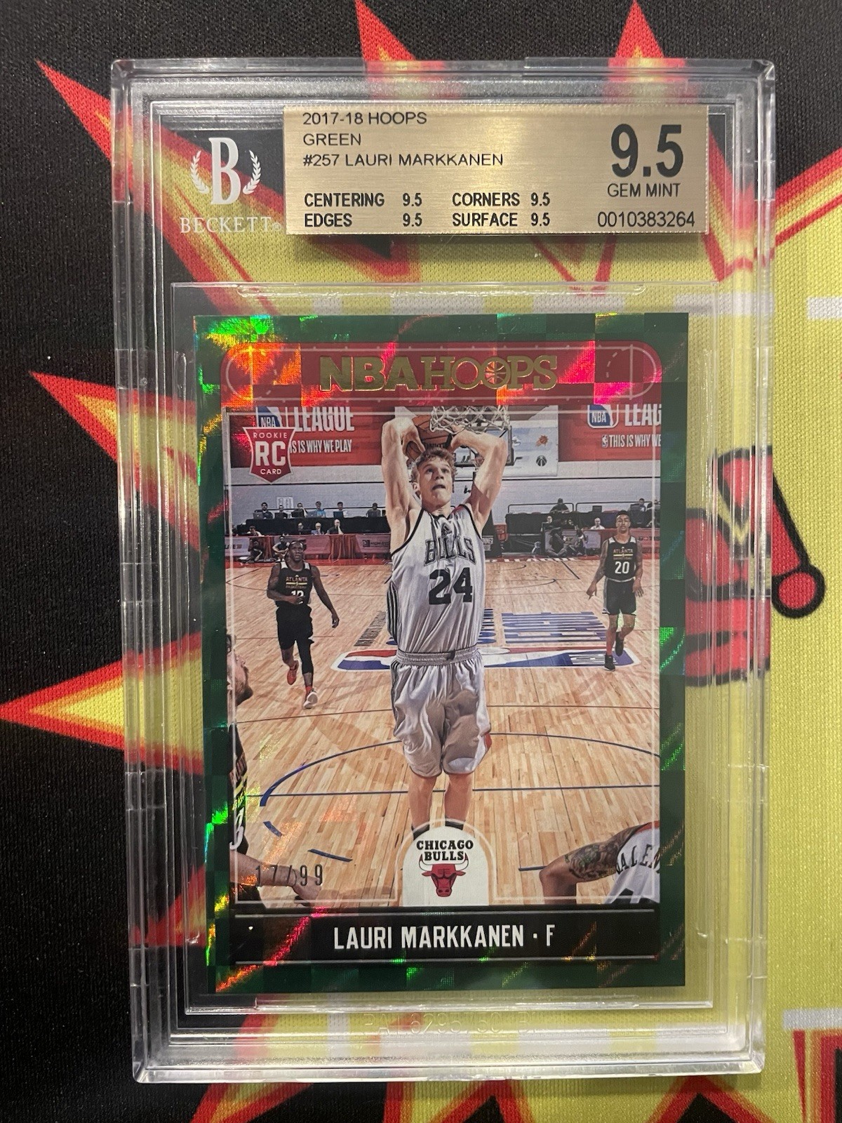 2017 Lauri Markkanen Panini NBA Hoops Green #/99 RC Rookie BGS 9.5 TG Bulls