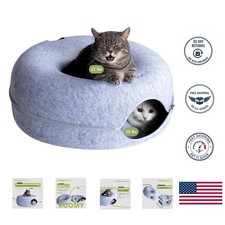 Comfy Light Gray Cat Cave for Multiple Cats Up to 45 Lbs - Scratch Resistant