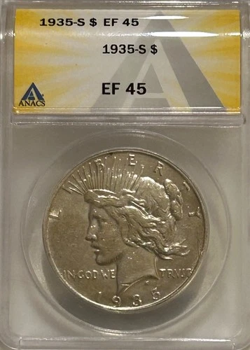 1935 S Peace Silver Dollar ANACS XF45 Tough Date Peace