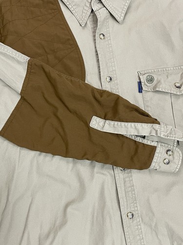 Beretta Shooting Shirt Mens XL Padded Marksman Saddle Tan Heavy Cotton Vented - Picture 8 of 12