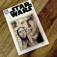 Marvel Star Wars 001 (2020) Blank Variant Sketch Cover By Chris Owen Art