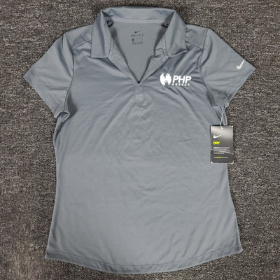 Nike Polo Shirt Womens Medium Gray Dri Fit Legacy Patrick Bet David PHP Agency