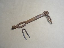 Antique Hand Forged Primitive Barn Door Hasp Latch Lock Hook w/ Staples Lg Size