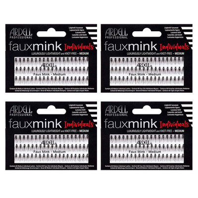 NEW False Eye Lashes Faux Mink Medium Black 4 Pack Fast Shipping