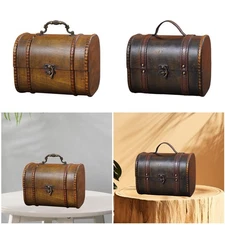 Trinket Box Hinged Decorative Storage Box Gift Box Retro Design Wooden Jewelry