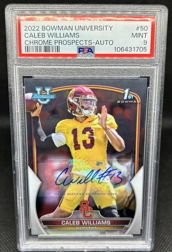 Caleb Williams 2022 Bowman U Chrome Auto PSA 9 1st Bowman #50 USC Prospects RC