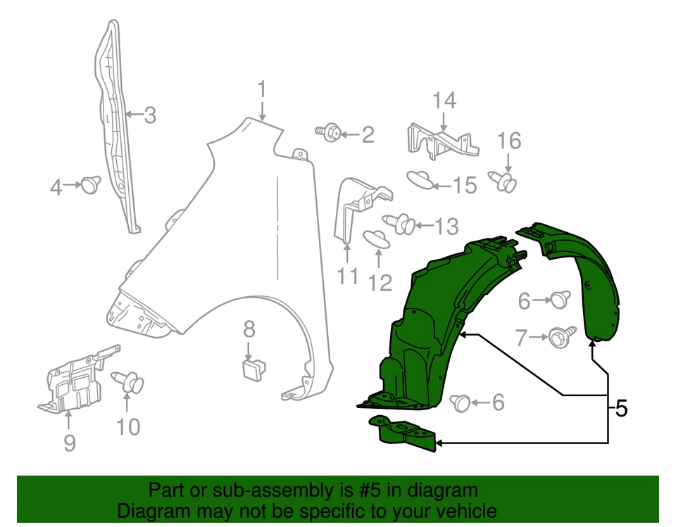 正品通用汽车乘客侧前轮房衬里带螺母和铆钉 95238349 — 第 3/3 张图片