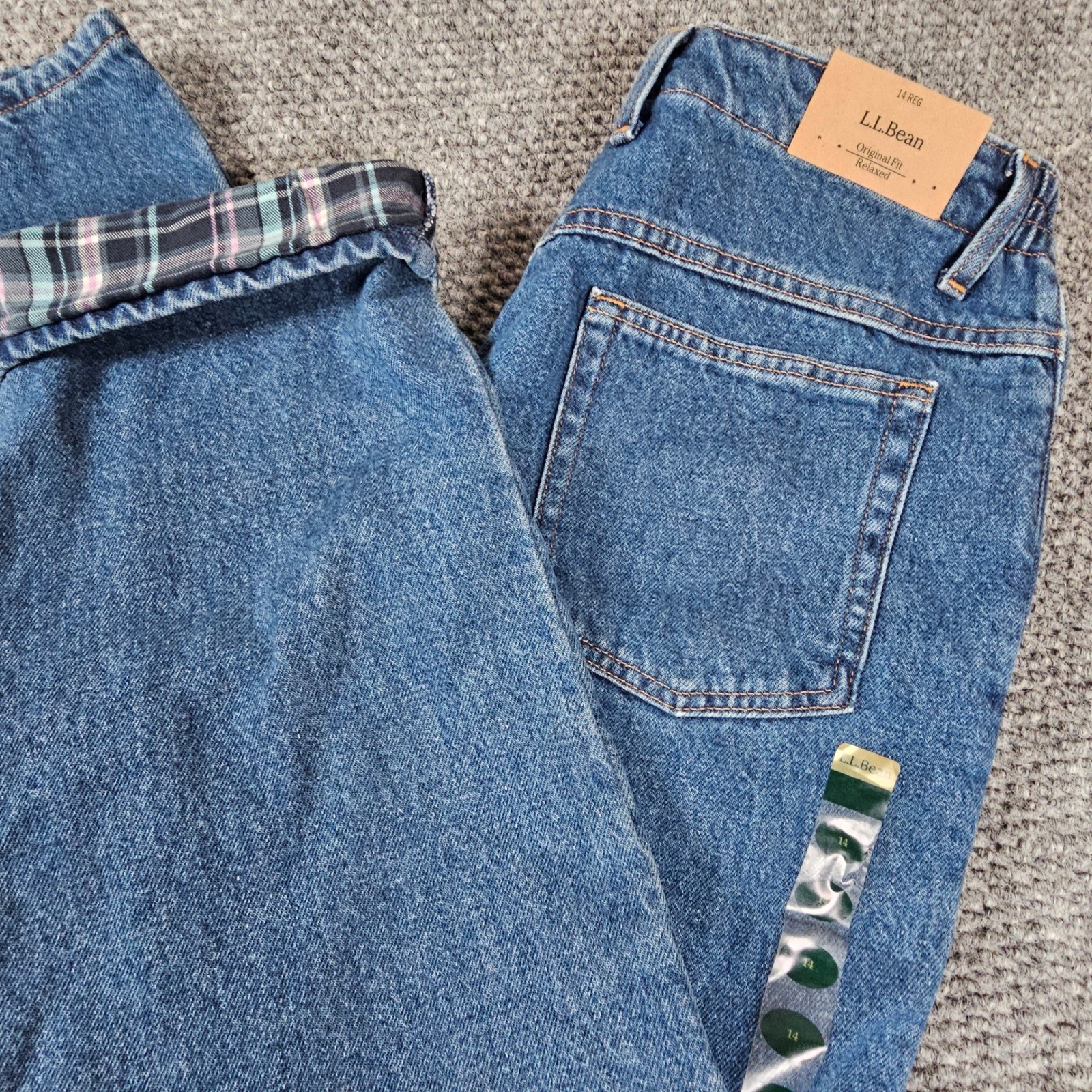 Womens 14 Regular Original Relaxed Fit Blue Plaid