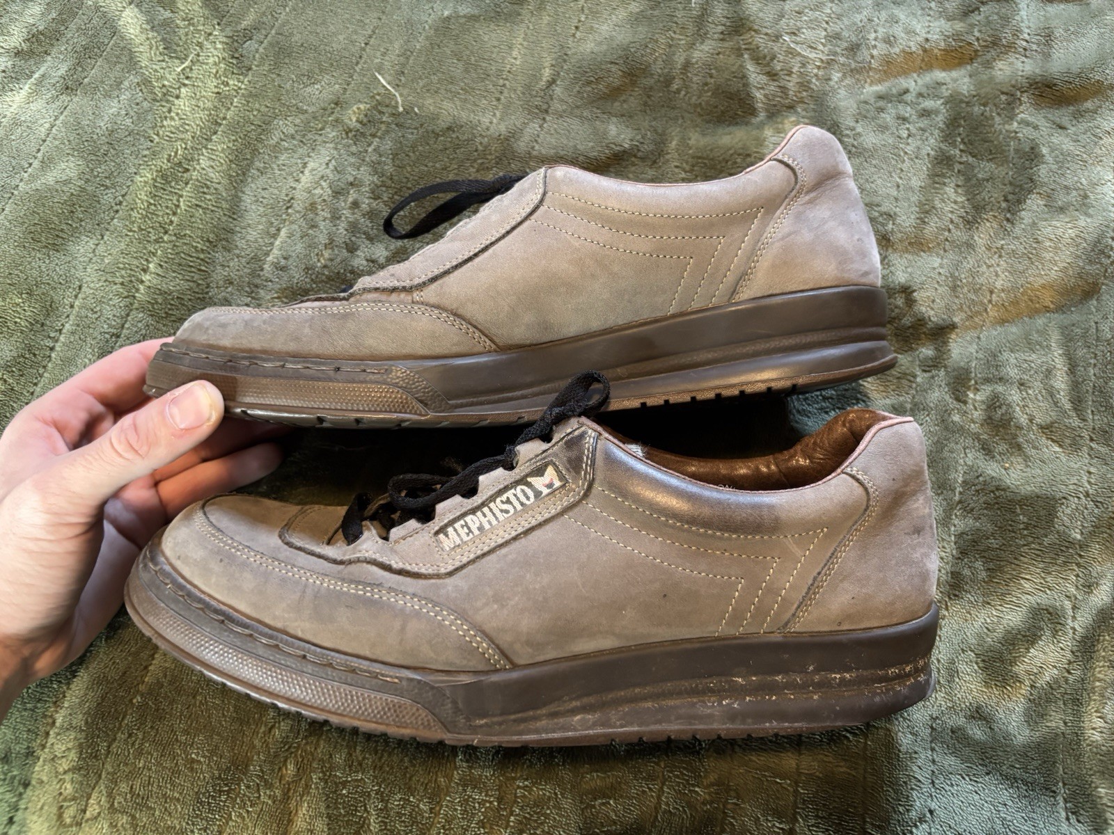 Mephisto Rush Runoff Air Jet Shoes Mens 10 Brown Nubuck Suede Walking Sneakers