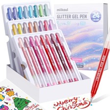 miikoul Glitter Gel Pens, 1.0mm Fine Tip Large Capacity Colored Multicolor