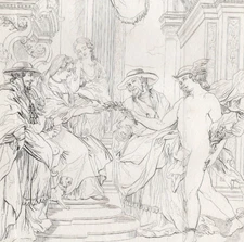 THE RECONCILIATION OF MARY DE MEDICI – Rubens Historical Scene 1807 Engraving