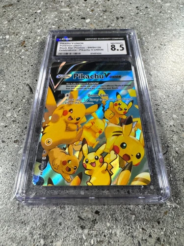 Pokemon TCG Cards Pikachu V-Union SWSH139 Black Star Promo Holo CGC 8.5 NM/MINT+