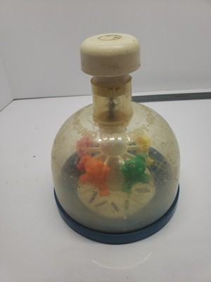 Vintage 1988 Shelcore Teddy Go Round Spinning Top Press Spin