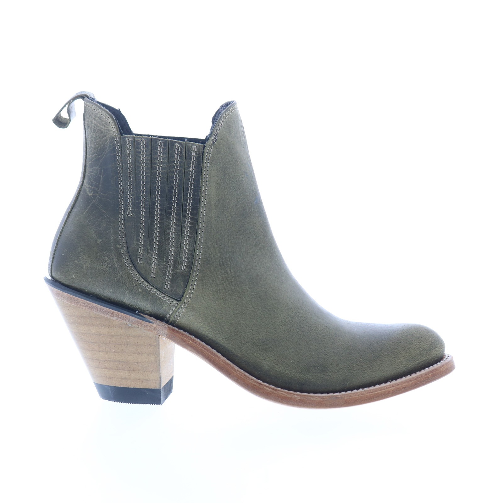 Jama Old West 18158 Womens Green Leather Slip On Cowboy Western Boots