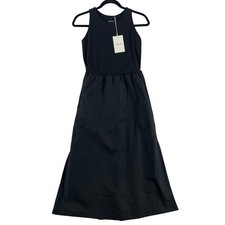 Everlane Womens Supima Cotton High-Neck Riviera Dress SZ XS Black Midi NWT