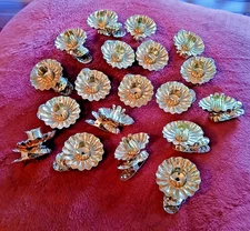 19 Christmas Tree Candle Holders Metal Gold Clips ~ Vintage