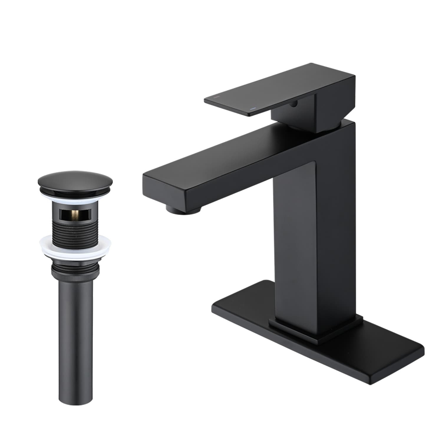 PROOX Single Bathroom Sink Faucet with Drain Assembly Matte Black