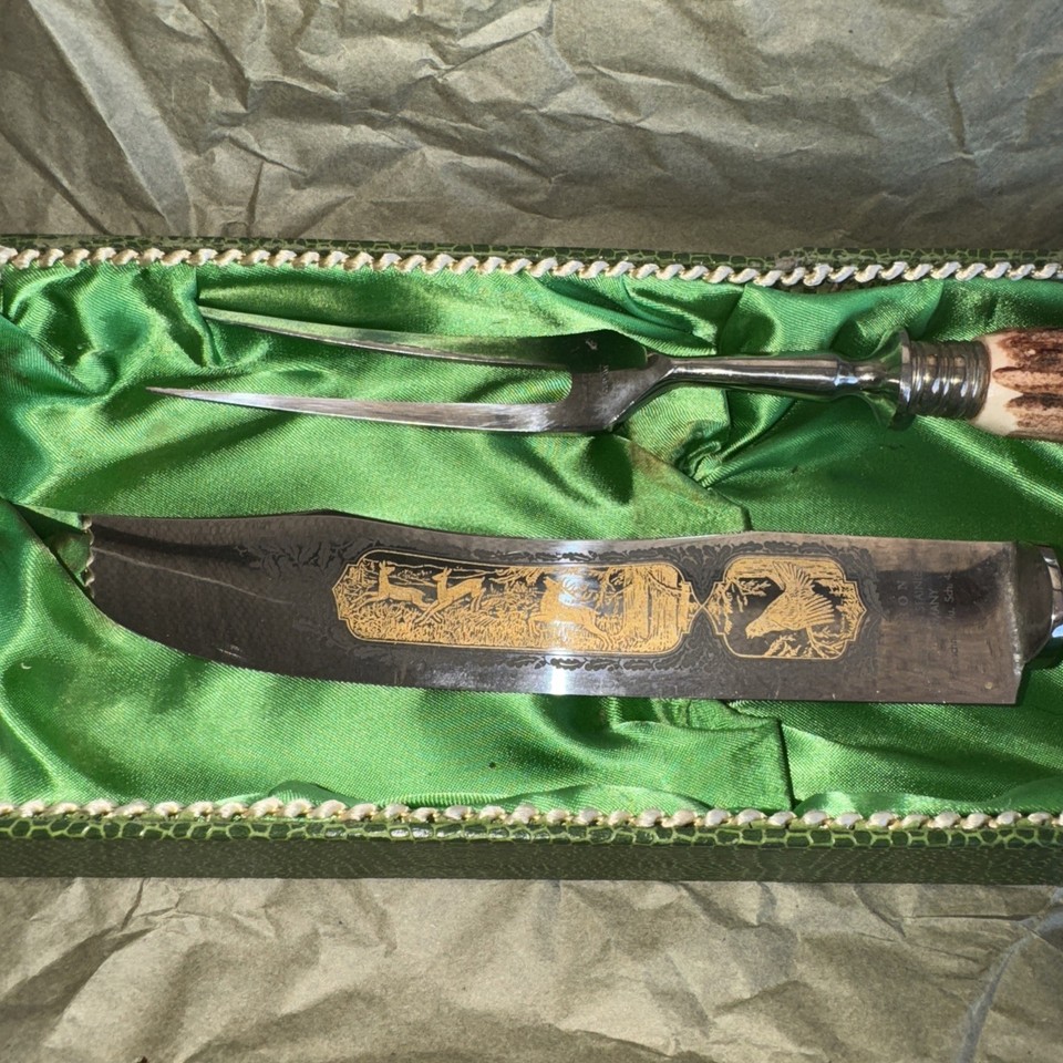 Vintage Baron Splinter Knife And Meat Fork - Deer Antler Handle | eBay