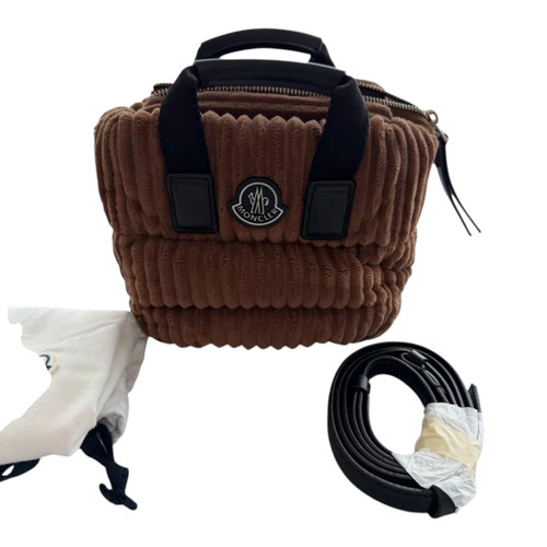 MONCLER Corduroy Shoulder Bag Brown Cotton Strap Used Unused