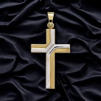 AnhäNger Kreuz 333 Gold Gelbgold Bicolor Teil Matt KreuzanhäNger Goldkreuz