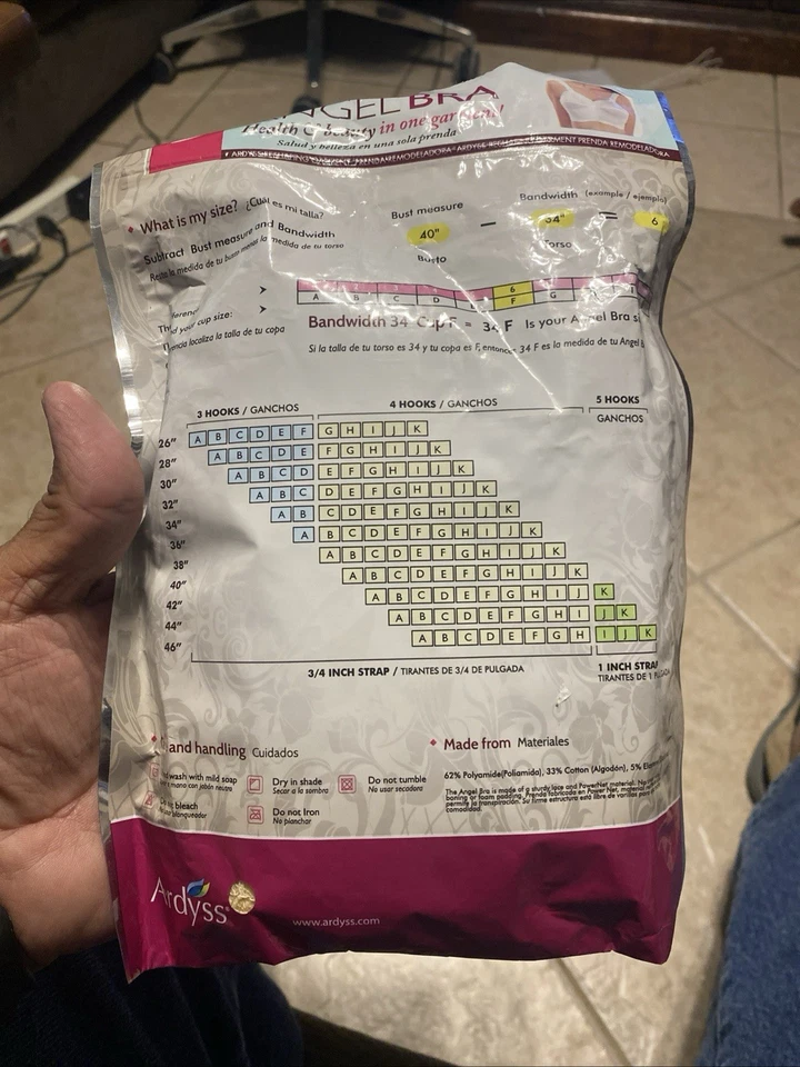 36 G Ardyss 天使塑身黑色蕾丝文胸可调节宽肩带无线 — 第 2/2 张图片