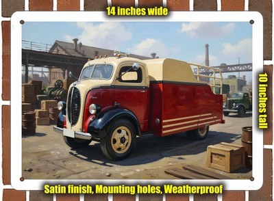 Metal Sign - 1940 Ford COE Truck Oil Painting - 14x10