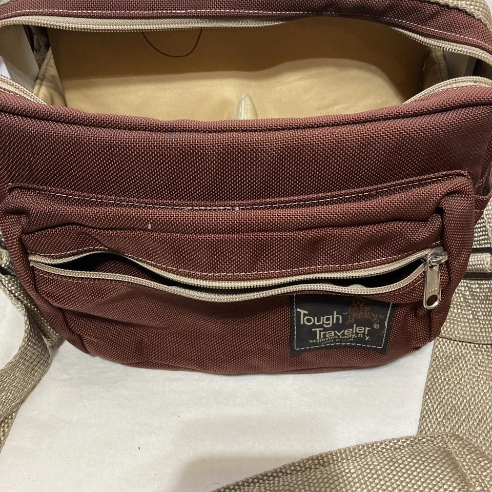 Estuche Bolsa para Cámara de Viajero Resistente Lona Borgoña De Colección Hecho en EE. UU. Resistente Foto 3 de 4