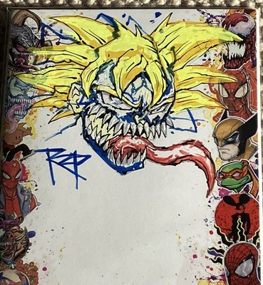 Venomized Goku By Robbie ''RZP'' Pelletier Signed & Sketched With COA 1/1