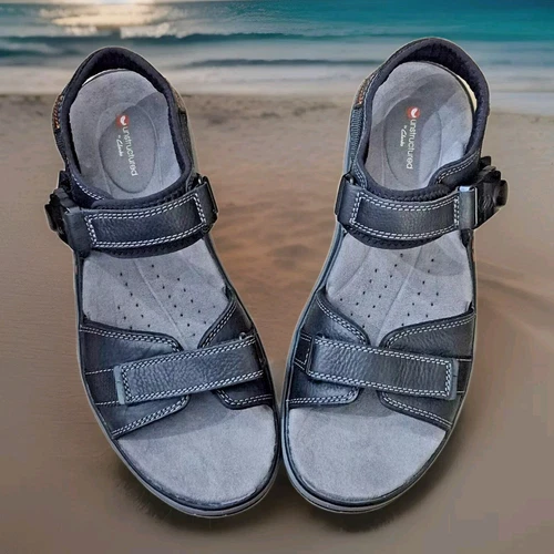 SANDALI UOMO CLARKS UNSTRUCTURED TREK PART NERI TAGLIA 45 11 5M US NUOVI CON SCATOLA!