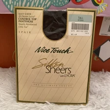Nice Touch Silken Sheets Pantyhose Tall Off Black Reinforced Only Toe 20 Denier 