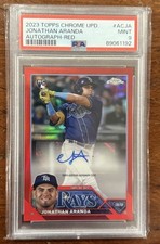 2023 Topps Chrome Update Jonathan Aranda True Red Refractor #4/5 Auto PSA 9