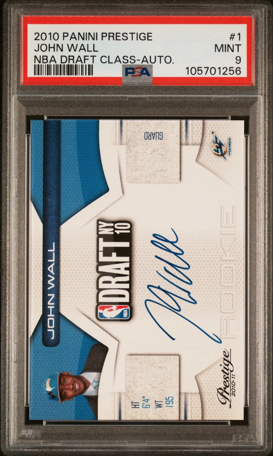 Panini 2010-11 Prestige NBA Draft Class John Wall #1 /283 Auto PSA 9