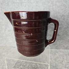 Antique Brown Stoneware Crock Jug Pitcher 5โ Tall Made In USA