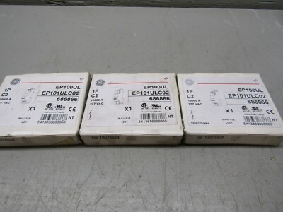 GE EP101ULC02 Circuit Breaker 1 Pole 2 Amp Lot of 3!