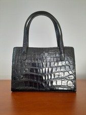 Borsa A Mano Vintage Coccodrillo Nera