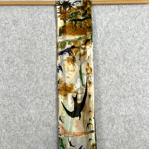 Mary Frances My Tie Bird Song Beaded & Floral Scarf With Fringe Multicolor NWT - Picture 5 of 20