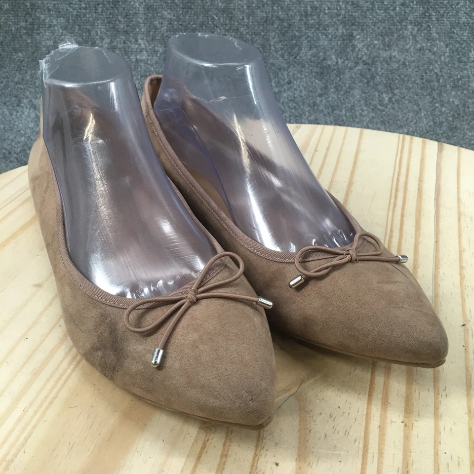 Туфли женские Merona 11 с заостренным носком балетки без шнуровки бежевая ткань повседневные - Изображение 3 из 4