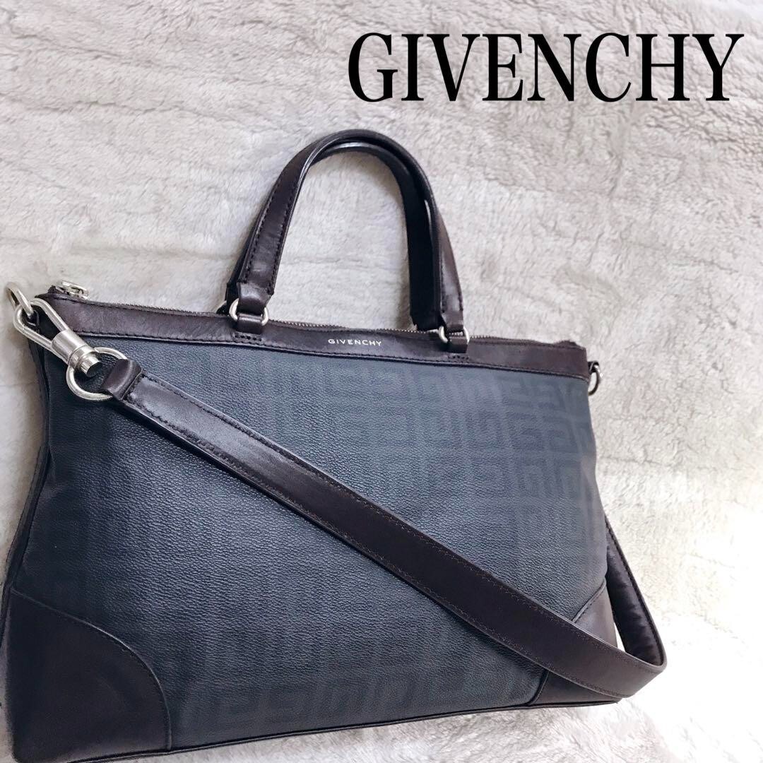 Givenchy PVC Leather 2way Bag Hardware Monogram Brown Black Givenchy PVC Leather 2way Bag Hardware Monogram Brown Black
