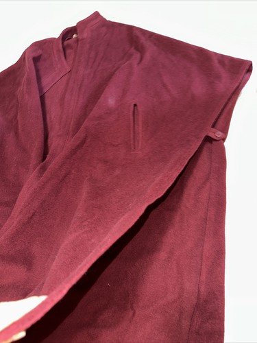 Vintage Long Wool Red Parkas Poncho Jacket Cape Shawl Cloak Coats From France - Picture 11 of 14