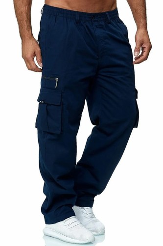 Men Stretch Cargo Combat Work Pants Multi Pockets Elastic Waist Comfort Trousers - Picture 16 of 26