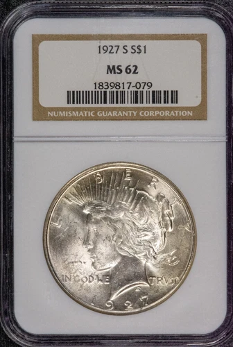 1927-S Peace Dollar NGC MS62