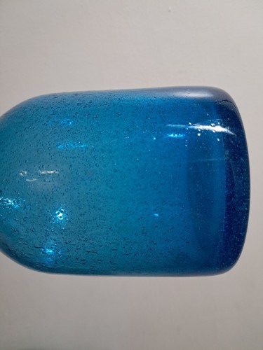 Vintage Murano Pulegoso Blue Art Glass Bottle Decanter 10" No Stopper Pier One - Picture 17 of 19