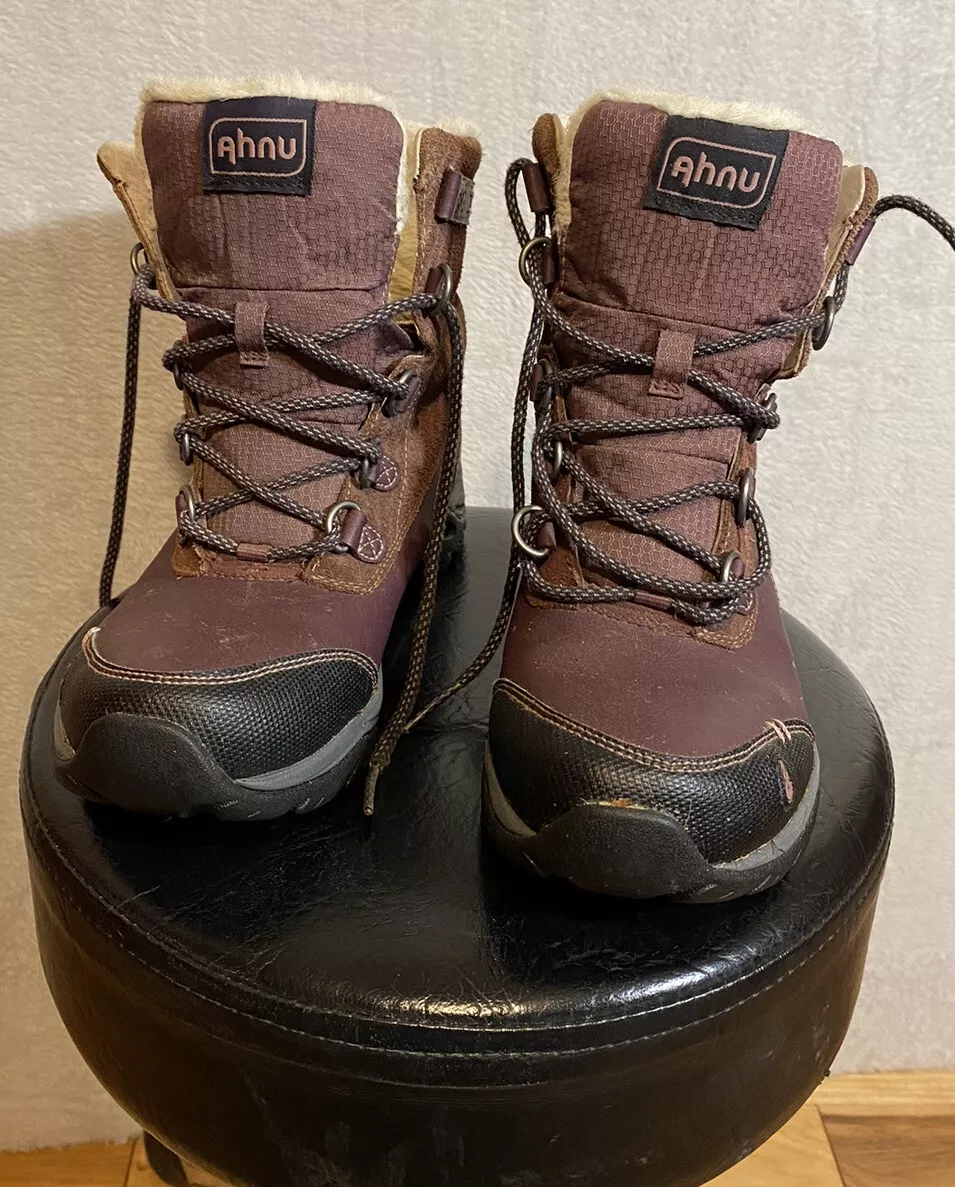 Ahnu Boots Womens Size 7 Brown/Maroon Hiking Waterproof Thinsulate