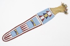  Old American Buffalo Hide Crow Beaded Tobacco Pipe Bag 6 x 30 '' NPB106